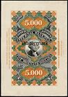 Persian Rug  5 000 Trial Proof Kingsley 5m1 Revenue Red Orange Var  Stamp Repro