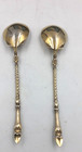 Antique Boxed Set Of 10 German Gilded Silver Coffee Spoons Deer Hoof Handles 800