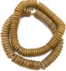 12mm Ghana Handmade Recycled Glass Opaque Light Brown Disk African Trade Beads