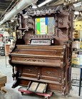 Antique 1908 Windsor Pump Organ  Solid Oak W Beveled Mirror   Victorian Detail