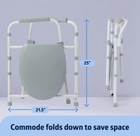 3-in-1 Steel Folding Bedside Commode  Removable Bucket   Seat  Gray - Open Box