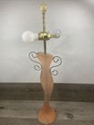 Vtg Mcm Cantaloupe Frosted Acrylic Lucite Table Lamp Twin Lights  32  H