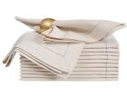 12 Linen Flax Cotton Cloth Dinner Napkin 18    X  18    Natural With Hemstitched