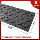5 Pack Rubber Stair Treads     15 5 x4  Non-slip Outdoor Step Grips Black