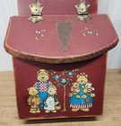 Vintage Wood Mail Letter Storage Box Bin Rough Wooden Country Bears Bees Large