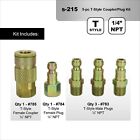 Milton S-215 1 4  T Style Coupler And Plug Kit 5 Pieces Air Tool Fittings