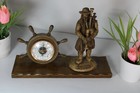 Vintage French Breton Wood Carved Figural Barometer Rare 1950