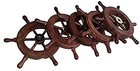 Nautical Pirate Wooden Ship Wheel Set Of 5 W brass Hub 