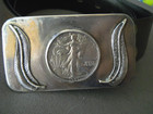 Native American Walking Liberty Half Dollar 1941 Sterling Silver Buckle   Belt
