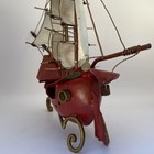 Vintage Florentia Italy Handmade Metal Sailing Ship Measures 14 5   x17 5   x4 5   