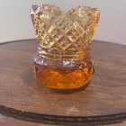 Vtg Westmoreland Amber Glass Toothpick Holder Diamond Point Scalloped Rim Usa