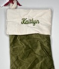Pottery Barn Classic Velvet Christmas Stocking  kaitlyn  Green Ivory Medium New
