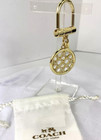 New Coach  Key Chain Gold Pave Crystals Circle  Signature Purse Charm  92959  J3