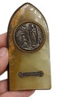 Antique Vintage Metal Marble Sister De Lourdes Easel Plaque Metal Medallion 