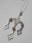 Taxco Mexican Sterling Silver Yalalag Wedding Cross Pendant Necklace Freechain