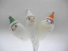 Lot Of 3 Different Vintage Christmas Putz Pipe Cleaner With Head Ornaments