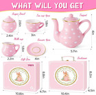 Tea Party Set For Little Girls Ages 3-8  Pink Heart Porcelain Tea Set With Gold