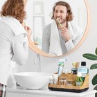 Bathroom Counter Organizer Toothbrush Holder Storage Stand 7 Slots Wood
