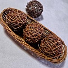 Vintage Wicker Basket 4 Decorative Vine Balls Rustic Table Centerpiece