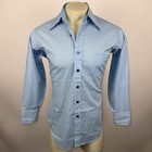 Vintage Sears Dress Shirt 60s 70s Disco Tapered Blue Button Medium Mens 15 5 33