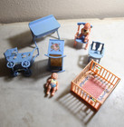 Vtg 1950s Renwal Dollhouse Bathroom Stenciled Furniture W Dolls