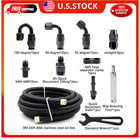 6an Ptfe Fuel Line Kit 26ft Nylon Braided Hose E85 Efi Ls Swap 3 8  Fittings