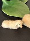 Vintage Handmade Clay Sheep Figurines Miniature Real Wool