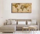 Vintage World Map Wall Art Canvas Picture Large Antiqued Office Wall Home Decor