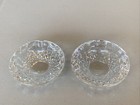 2 Vtg Mcm Heavy Crystal Pressed Glass Cigar Holder Ash Trays Thumbprint Pinwheel