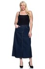 Women s Plus Size Mid Rise A-line Long Jeans Maxi Denim Skirt