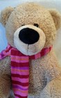 Dan Dee Brown Teddy Bear Pink Red Striped Winter Scarf Plush Stuffed Animal 18  