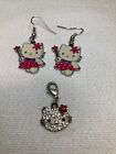 Lot Of 2 Hello Kitty Jeweled Pink Earrings   Charm Set