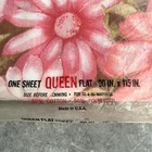 Vtg Cannon Monticello Aloha Pink Floral Queen Flat Sheet Usa Flower Power New