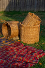 Set Of 3 Round Braided Seagrass Storage Basket With Handles Great For Home Decor