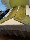 Vtg 2 Panel Green 86  Pinch Pleat Curtains Drapes Bright Unlined Mcm Polyester