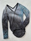 Gk Elite Leotard Gymnastics Competition Rhinestone Bling Swirl Ombre Usa Sz  Axs