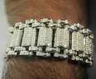 15 Ct Round Cut Lab-created Diamond Men s Bracelet 14k White Gold Finish 8 5 