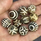 10 Pcs Antique Southasian Burmese Old Pyu Bead Petrified Wood Stone Rare Beads