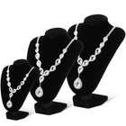 3 Pcs Black Velvet Jewelry Bust Necklace Display Stand - 3d Chain Organizer For