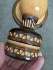Vintage Hand Carved Wood Oil Lamp Wall Pocket Hanging Bud Vase 9 