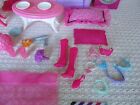 Barbie Dollhouse Glam Getaway Furniture Accessories Lot Stools Couch Bedding 