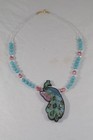 Vintage Lee Sands Multicolored Mother Of Pearl Inlay Peacock Necklace 22  Long