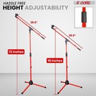 5 Core Microphone Stand Pair Floor 72  Adjustable W Telescoping Boom Arm