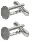 50 Silver Metal Cuff Links Blank 10mm Pad   Cufflinks  findings Add Beads cabs