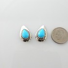 Handmade Southwestern Sterling Silver Blue Turquoise Post Teardrop Earrings