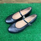 Bloch Techno Taps Shoes Women   s 7 5 Black Leather Upper Elastic Strap Pin Buckle