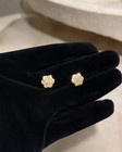 Moissanite Flower Cluster Stud Earrings Gold Tone Iced Out Mens Womens