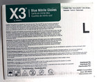  new   x346100  Ammex X3 Blue Nitrile Disposable Gloves  Powder-free  Large  l 