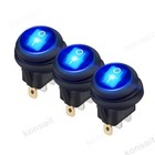 3pcs Blue Led 12v 20a Car Boat On off Round Waterproof Rocker Toggle Switch