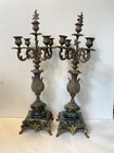 Pair Large Antique French Spelter And Marble Five-light Candelabra C  1890